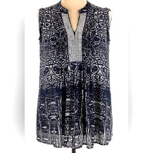 Alfani Navy & White Dressy Sleeveless Shell